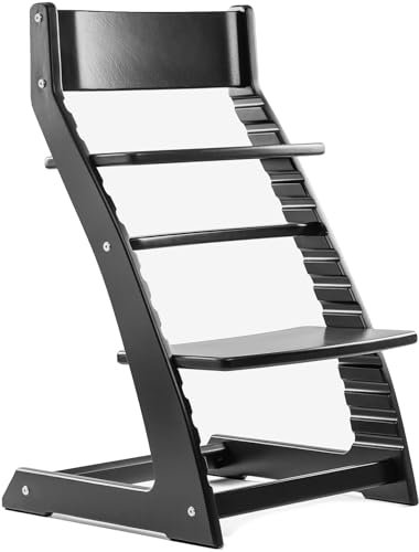 FORNEL Modern Black Wooden High Chair | Adjustable Grow-with-Me Toddler Seat for Age 3 to 15 | Perfect for Minimalist & Industrial Kitchens
