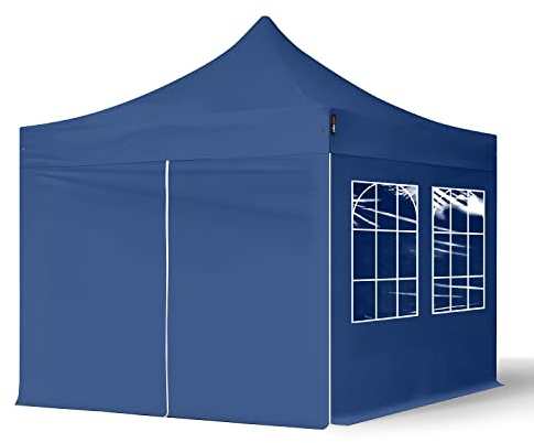 TOOLPORT 3x3m Pavillon Faltpavillon Klappzelt inkl. 4 Seitenteile Stahl Faltzelt Garten Partyzelt blau