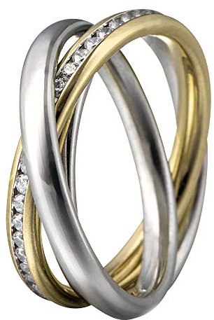 Heideman Ring Damen Triple Crystal Gold Edelstahl poliert | Triple Crystal Rollring Gold, Edelstahl, drei verschlungene Ringe mit Zirkonia, Damen, nickelfrei, Geschenk