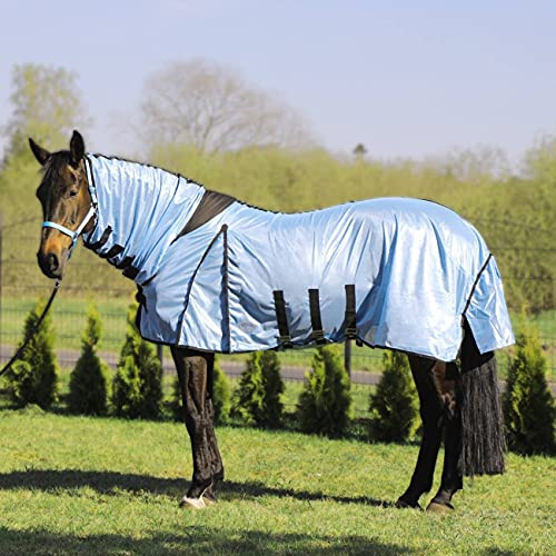 Fliegendecke York blau mit Halsteil (115 cm)