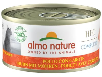 Almo Nature - HFC Complete - kyckling med morot - våt kattmat för vuxna: 24 burkar med 70 g