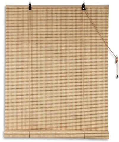 Julido Bambusrollo 120x220cm, Natur, Raffrollo Fensterrollo innen, Sichtschutz, Sonnenschutz, Blendschutz, Fensterdekoration Boho, Blickdicht und lichtdurchlässig