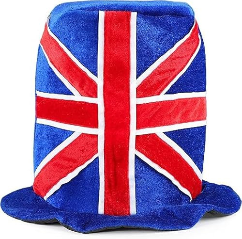 Toyland® Chapeau haut de forme en velours Union Jack 30 cm - Accessoires de déguisements britanniques - Queens Platinum Jubilee