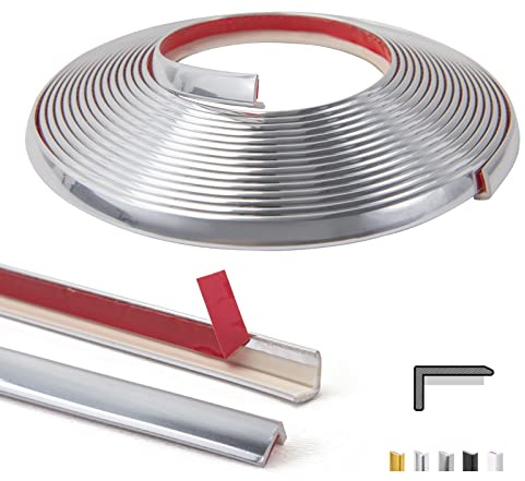 Art3d Garniture d'angle extérieure en vinyle de 6,1 m à décoller et à coller pour carrelage et bords muraux, décoration de meubles en acier inoxydable