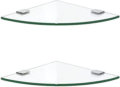 AKAZI Badezimmer-Glasregal Eckregal aus gehärtetem Glas, Glas-Badezimmerregal, an der Wand befestigtes Spiegelregal, für Badezimmer, Schlafzimmer, Büro (Color : Style3, Size : 20cm) (Style2 20cm)