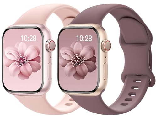 Yoohoo 2 Pack Sport Straps Compatible with Apple Watch Straps 38mm 40mm 41mm 42mm(Series 10) Women Men, Upgraded Soft Silicone Strap Replacement Watch Bands for iWatch Series 10 9 8 7 6 5 4 3 2 1 SE