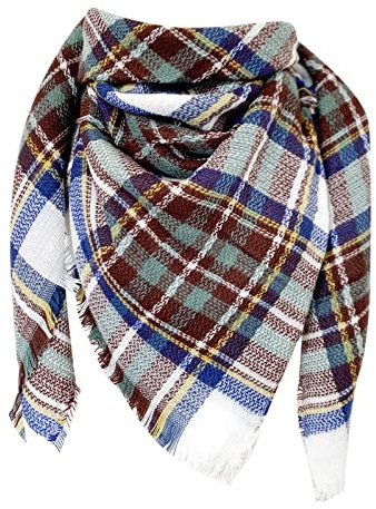 SUNMME Beige bunter Damenschal Winter warm weich Kaschmir kariert Schal XXL großer quadratischer Schal Wollschal Winterschal (f A)