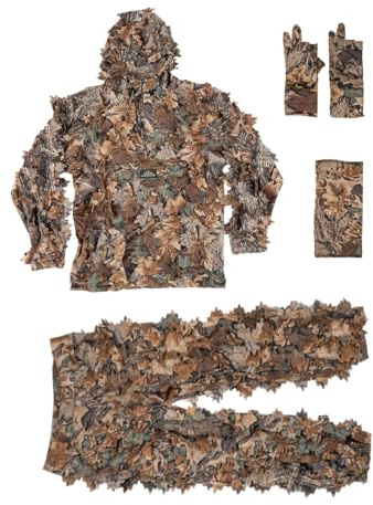 Realtree Camo Men's 5-Piece 3D Leafy Suit Breathable- Hunting Pants, Jacket, Gloves and Gaiter (3X/4XL)