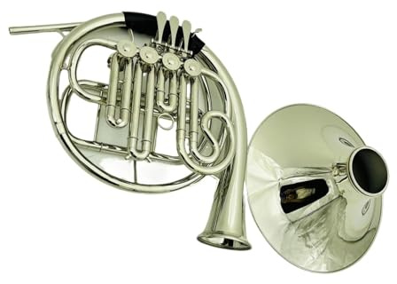 Silbernes Professionelles Waldhorn Zweireihig 4 Klappen B/F Vernickelt Musikinstrument Mit Mundstück