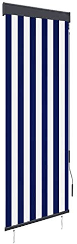 CIADAZ Außenrollo, Sonnenschutz Balkon, Senkrechtmarkise Außen, Sonnensegel Aufrollbar, Windschutz Balkon, Balkon Sichtschutz, Sonnenschutz Vorhang Terrasse, 60 x 250 cm Blau und Weiß