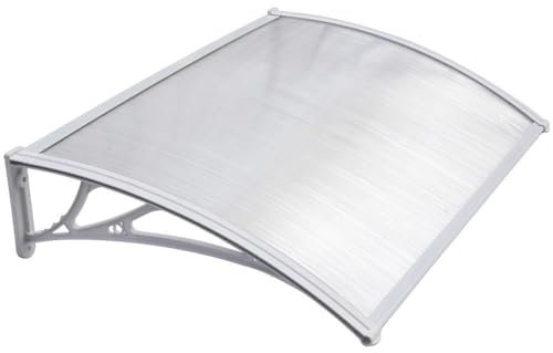 Yaheetech Canopy Outdoor Window Awning Porch Canopy Waterproof Front Door Canopy Awning Rain Shelter 120 x 80 cm, White