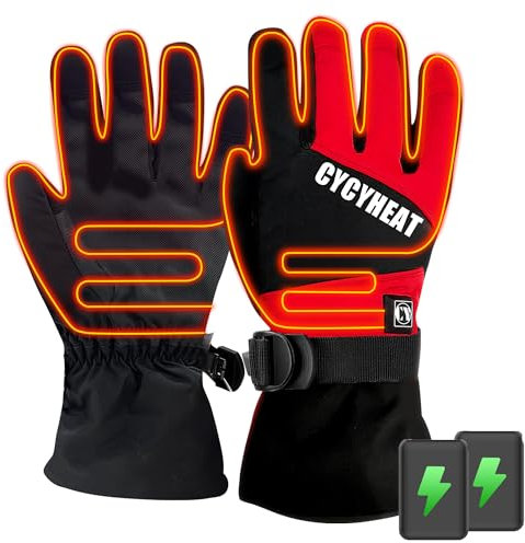 CYCYHEAT Beheizbare Handschuhe Kinder - Beheizbare Handschuhe, 3 Einstellbare Temperaturstufen Skihandschuhe für Winter, Skifahren, Radfahren, Wandern, Camping (Schwarz, L/XL)