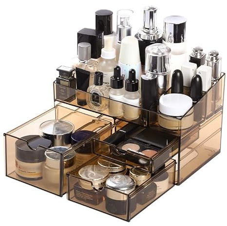 SLHEQING Make Up Organizer mit Schubladen, Kosmetik Aufbewahrung für Lippenstift, Skincare, Schmink, Schminktisch Organizer für Waschtische, Schlafzimmer, Badezimmer