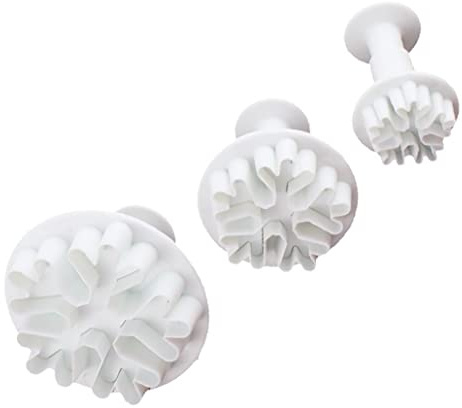 Christmas Decorations, 3PCS Snowflake Cookie cutter Cake Decorating Edible Fondant Embossing Tool Snowflake Embosser Plunger Cake baking Stamp Cutter