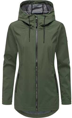 Ragwear Damen lange Übergangsjacke wasserdichter und atmungsaktiver Kurzmantel mit verstellbarer Kapuze Zuzka Sport YOUMODO XS-6XL