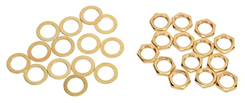 14-teiliges Metallmuttern und Unterlegscheiben-M9-Innengewinde-Mutter-Unterlegscheiben-Set für E-Gitarren-Bass-Klinkenbuchse (GOLD)