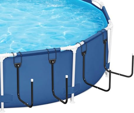 4 Stück Solar-Poolabdeckungshalter, Solarabdeckungshaken,Ttragfähig Nach Oben, Halten Solarabdeckung/Decken vom Boden fern, U-förmiges Eisenrohr-Set für Gerahmte Oberirdische Schwimmbäder (Schwarz)