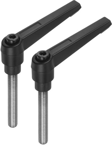 TA-VIGOR Lot de 2 poignées à levier de serrage réglables, M8 x 50 mm, bouton poussoir à cliquet à dégagement rapide, en acier inoxydable 304, boulons à goujon filetés mâles pour machines et