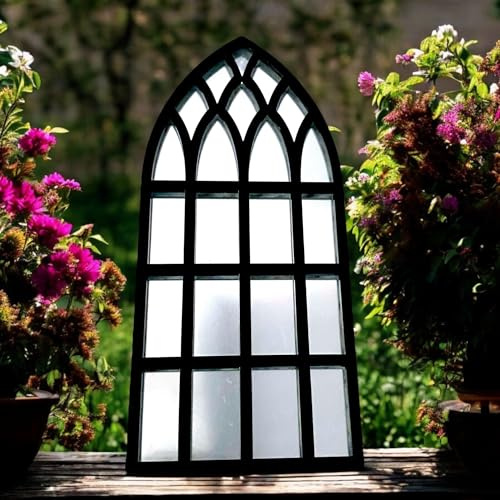 Servewell Gothic Arch Mirror - Black Frame - 58cm X 27cm