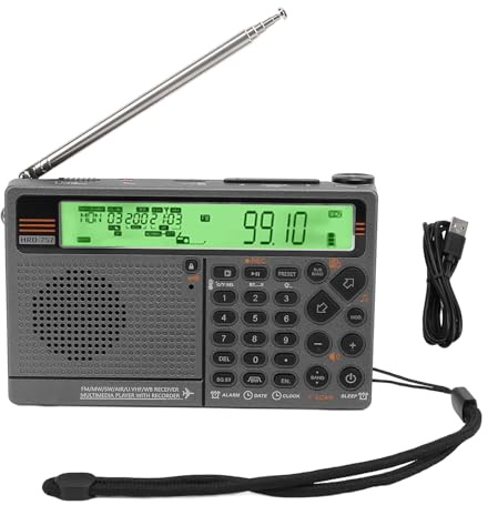 Multibandsradio SW FM MW AIR V.UHF WB frekvensband uppspelning digital radio med nödfunktion för utomhusaktiviteter (grön)