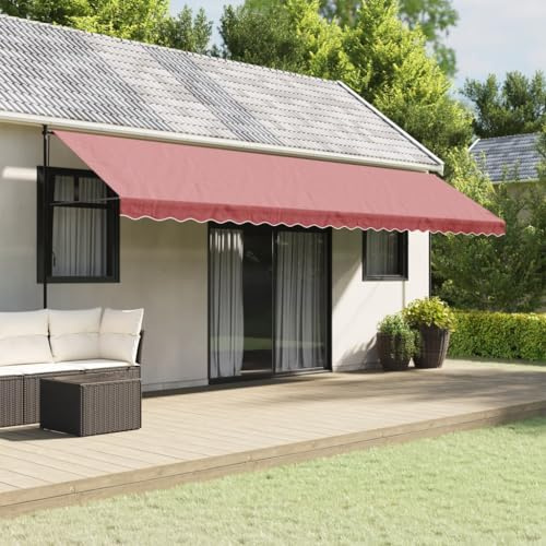 Rasen & Garten Outdoor Living-Fenster- & Türmarkisen Ersatzstoff für Markise Volant Burgunderrot Streifen 6 m