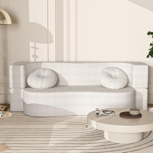 CASSILANDO Divano letto pieghevole a 2 posti, poltrona trasformabile, materasso a schiuma ad alta densità, divano lounge sofabed, dormitorio/sala giochi