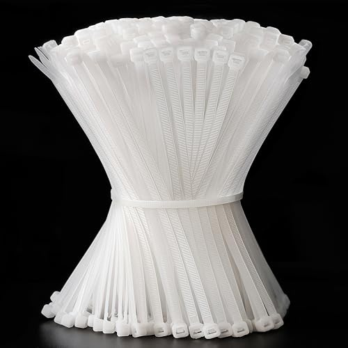 Kabelbinder 500 Stück Cable Ties 200x4,8 mm Verstellbare Kabelbinder Set Super Haltbar Schnellfixierung für Kabelmanagement Gartenarbeit Wohnen Werkstätten Handwerk, Weiß