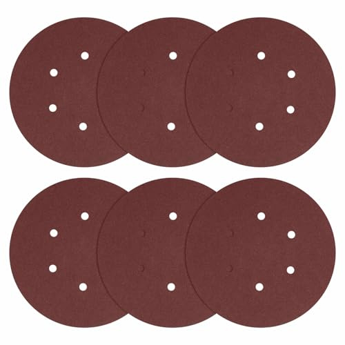 DTGN 220 mm 40 Grit 6 Holes Hook and Loop Sanding Disc 20 Pcs | Aluminum Oxide Abrasive Hook and Loop Sandpaper Orbital Sander Pads Good for Wood Metal Stone Walls