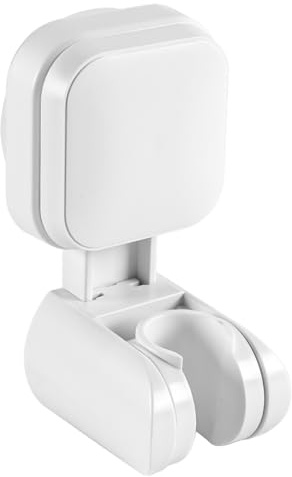 ACOLY Support de pommeau de douche, support mural universel réglable, auto-adhésif, ventouse carrée, accessoires de salle de bain (blanc)