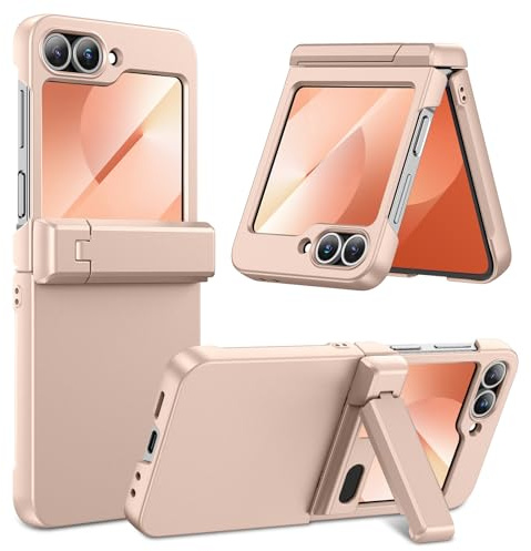 HWeggo för Samsung Z Flip 7 FE/6 fodral med dolt stallstativ, guld