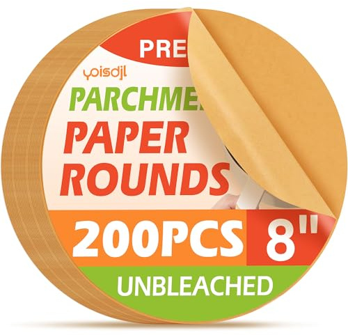 Parchment Paper Rounds, Parchment Paper Sheets, Air Fryer Liner, Non Stick Baking Parchment, Tortilla Press, 8 inch cake pan, parchment paper for baking Springform Cake Tin, Toaster Oven(200pcs)