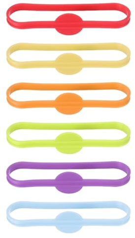KICHOUSE Set 6 Pezzi Fascette Identificative in Silicone per Bicchieri Anelli Segna Bevande Colorati per Feste Matrimoni e Cocktail Etichette Riutilizzabili per Bottiglie Birra e Calici