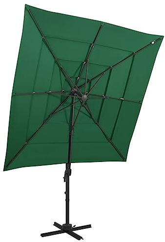 Nqyjm Ombrellone con asta in alluminio a 4 strati, verde, 250 x 250 cm, per balcone, giardino, terrazza