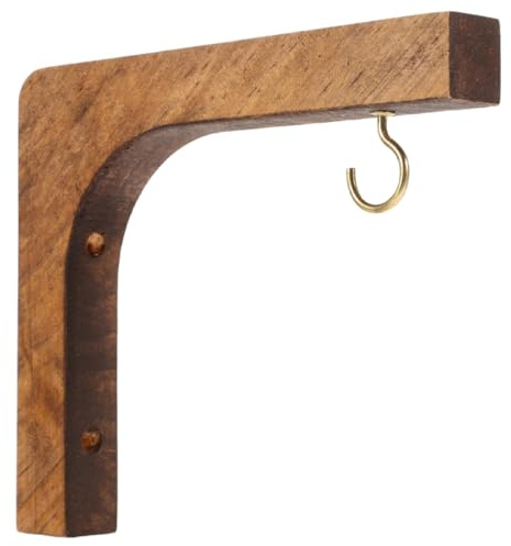 MAGICLULU Ganchos Colgantes para Plantas de Interior y Exterior, Soporte de Madera de Pino Color Nogal, 2 Unidades, Soporte Decorativo para Macetas, Adecuado para Jardín, Terraza y Pared
