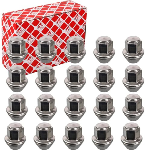 20x Febi Radmuttern Satz M14 X 1,5 Verzinkt Kegelbund F | 20x 49073 für Leichtmetallfelgen