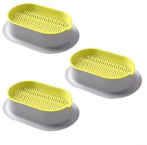 Herbe à chat sans terre avec chambre de séparation de l'eau, conçue pour un entretien facile et une croissance en intérieur inodore de l'herbe fraîche et nutritive pour chats (gris + vert fluo)