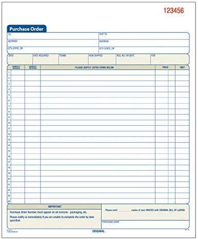 Adams Purchase Order Book, 8.38 x 10.69 Inch, 3-Part, Carbonless, 50 Sets, White, Canary and Pink (TC8131)