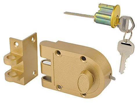 SUMBIN Jimmy Proof Deadbolt Lock with Keyed (Gold Color) with 2 Brass Keys