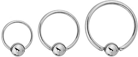 Forbidden Body Jewelry Stainless Steel Captive Bead Ring, Captive Bead Ball, Captive Hoop Cartilage, 16g 6/8/10mm Every-Day Surgical Steel Body Piercing Hoops, 3mm Balls(3-Pack)