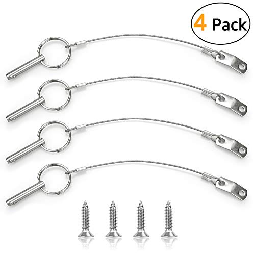 Quick Release Pin Bimini Top Pins Diameter 0.25 Inch,Total Length 1.49 Inch, Usable Length 1 Inch, with Lanyard for Boat Bimini Top Deck Hinge (4 PCS)