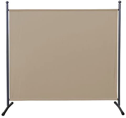 QUICK STAR Paravent 180 x 178 cm Stoff Raumteiler Groß Garten Stellwand Trennwand Balkon Sichtschutz Sand