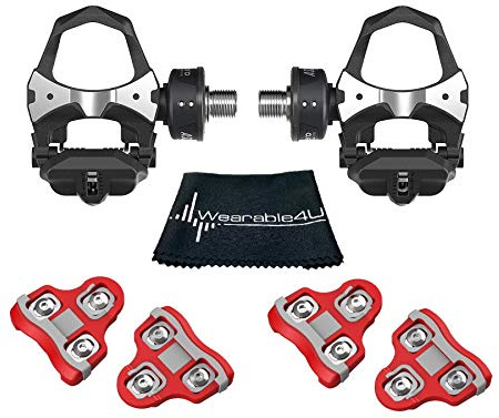 Favero Assioma Duo Pedal Based Cycling Power Meter with Wearable4U Extra Cleats Cleaning Cloth Bundle (Red (6 Degree Float))