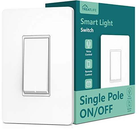 TREATLIFE Single Pole Smart Light Switch, Neutral Wire Required, 2.4GHz Wi-Fi Light Switch, Works with Alexa and Google Home, Schedule, Remote Control