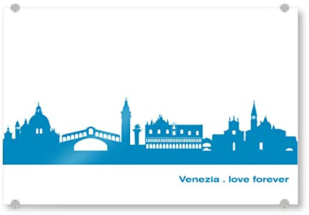 artboxONE Acrylglasbild 60x40 cm Städte VENEDIG 05 Skyline Print Monochrome Teal - Bild VENEDIG 44spaces City