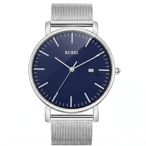 BUREI Ultra Dünne Uhren Herren Analoges Datum Armbanduhr Herren mit Japanisches Quarzwerk, Geschenke für Männer