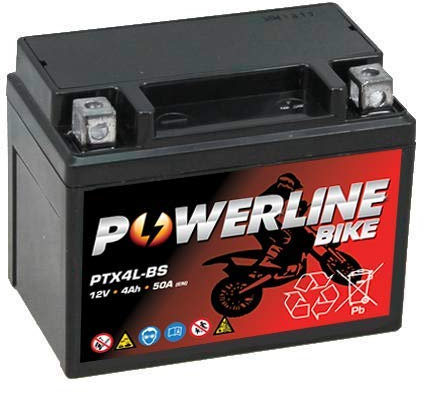 PTX4L-BS Powerline Factory Sealed Motorcycle Battery 12V 4Ah