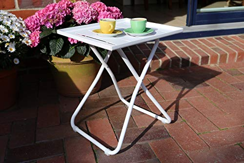 Beauty.Scouts Outdoor Collar Edition DEST Beistelltisch Aria, weiß, 38 x 34 x 45 cm, Aluminium, klappbar, Gartentisch, Balkontisch, Garten, Gartenbeistelltisch, Balkonbeistelltisch
