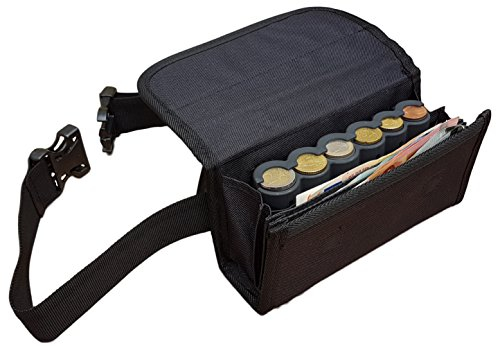 CLAIRE-FONCET Kellnertasche - Kellnerbörse – Hüfttasche in Canvas Gewebe, Inklusiv 6 Euro Munzen Geldwechsler, Magnetverschluss, ideal für Kellner, Kellnerin, Kneipen, Gaststätte, Märkte