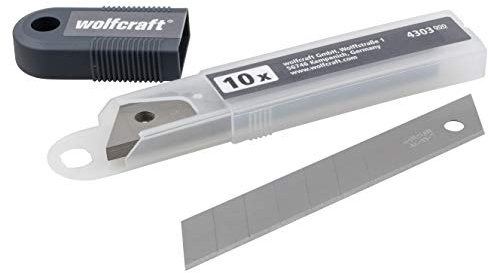wolfcraft I Abbrechklingen 18 mm I 4303000 I 18 mm Klinge I mit 8 Segmenten I kompatibel zu allen handelsüblichen Abbrechklingenmessern I für Heim- und Handwerker konzipiert