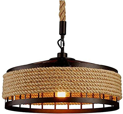 GHY E27 Lighting Leinen Lampenschirm Hängelampe Vintage Pendelleuchte esszimmer, Arbeitszimmer, Wohnzimmer, Küche 1 Head 40cm